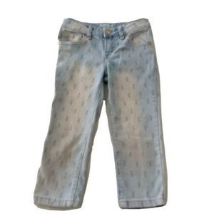 Cat & Jack Super Skinny Size 5 Girls Jeans Adjustable Waistband Light Printed